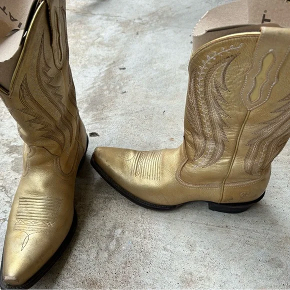 Ariat Women's Tailgate Gold Western Boots - Snip Toe SIZE 10 - Picture 5 of 7